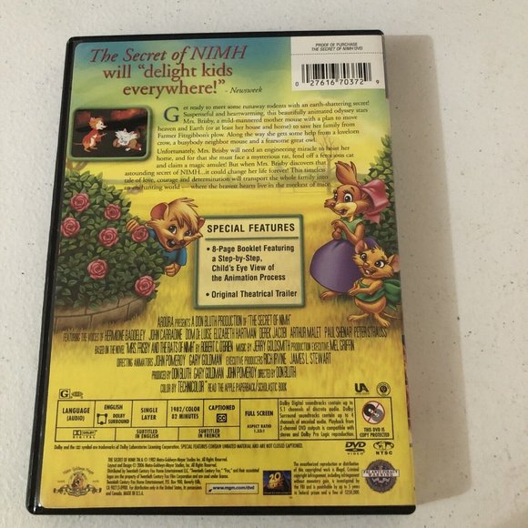 The Secret of NIMH DVD Don Bluth Masterpiece - Picture 3 of 5